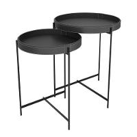 Conjunto Mesas De Laterais Sala Décor 560 E 470 Pés De Metal Preto Preto - 1