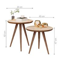 Mesinhas Retrô Lateral E Apoio Sofá Sala Off White/Freijó - 5