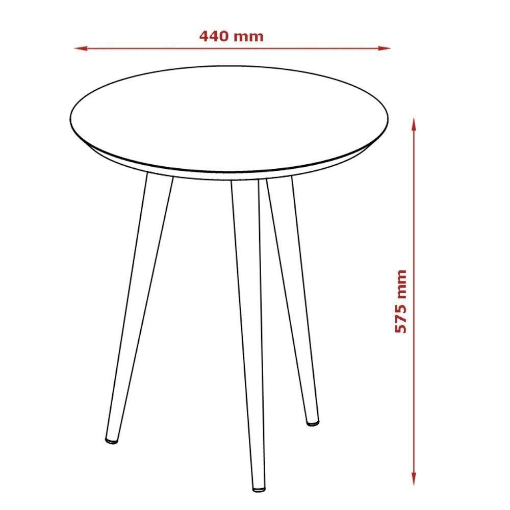 Mesa Lateral Redonda Pés Madeira Luna 440 Off White - 2