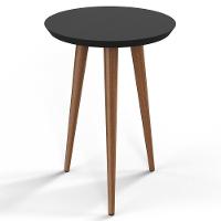 Mesa Lateral Redonda Pés Madeira Luna 440 Off White - 1