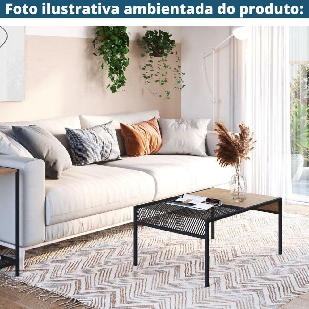Mesa De Centro Industrial York Artesano Retangular 80 Cm (Largura) Em Mdp Vermont Aço Preto - 3