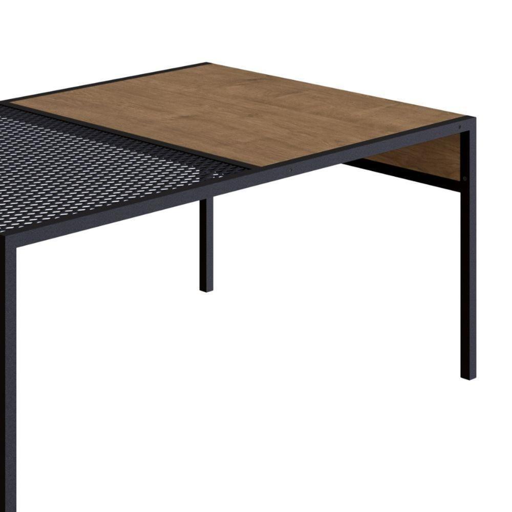 Mesa De Centro Industrial York Artesano Retangular 80 Cm (Largura) Em Mdp Vermont Aço Preto - 6