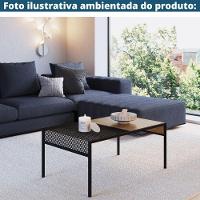 Mesa De Centro Industrial York Artesano Retangular 80 Cm (Largura) Em Mdp Vermont Aço Preto