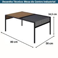 Mesa De Centro Industrial York Artesano Retangular 80 Cm (Largura) Em Mdp Vermont Aço Preto - 11