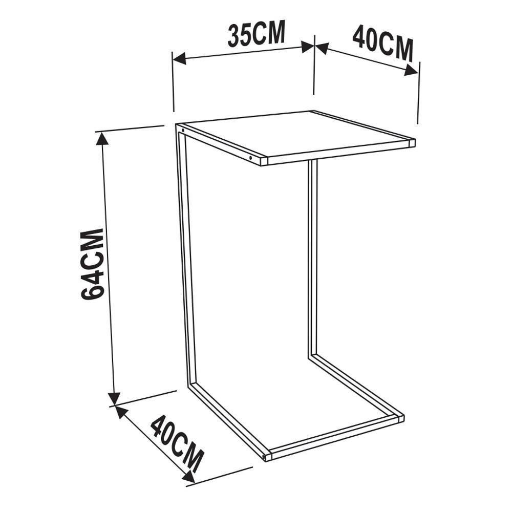 Mesa Lateral De Apoio Branco Base Preta - Artesano - 2