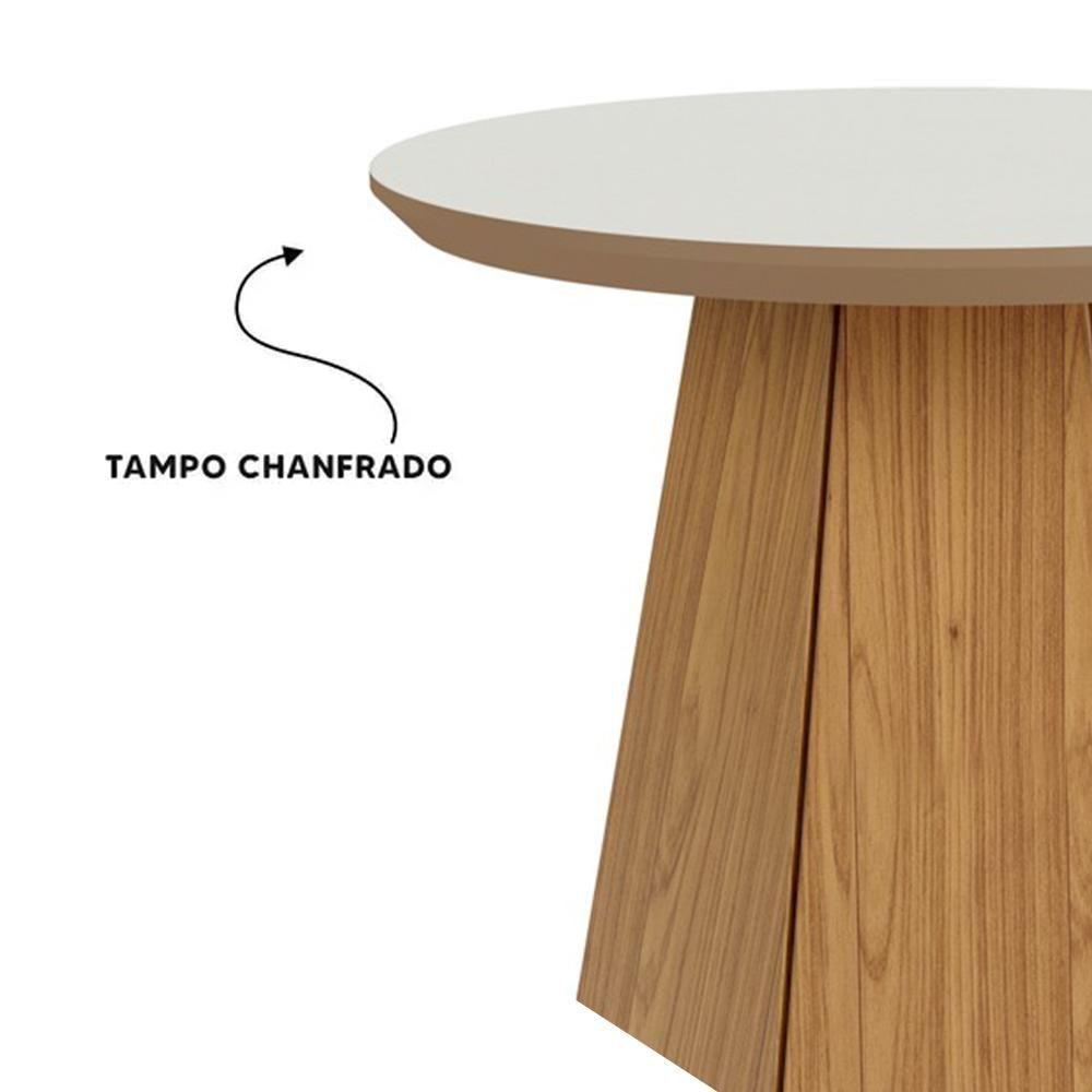 Mesa De Apoio Base Hexagonal West D01 Off White/freijó - 3