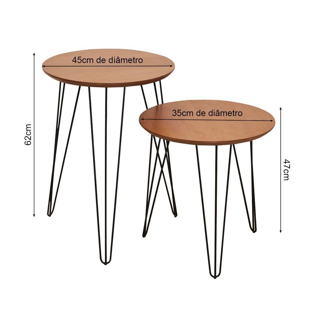 Conjunto De Mesa Lateral Industrial Com Base Ferro - Bege - 2