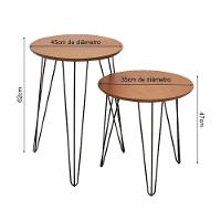 Conjunto De Mesa Lateral Industrial Com Base Ferro - Bege - 2