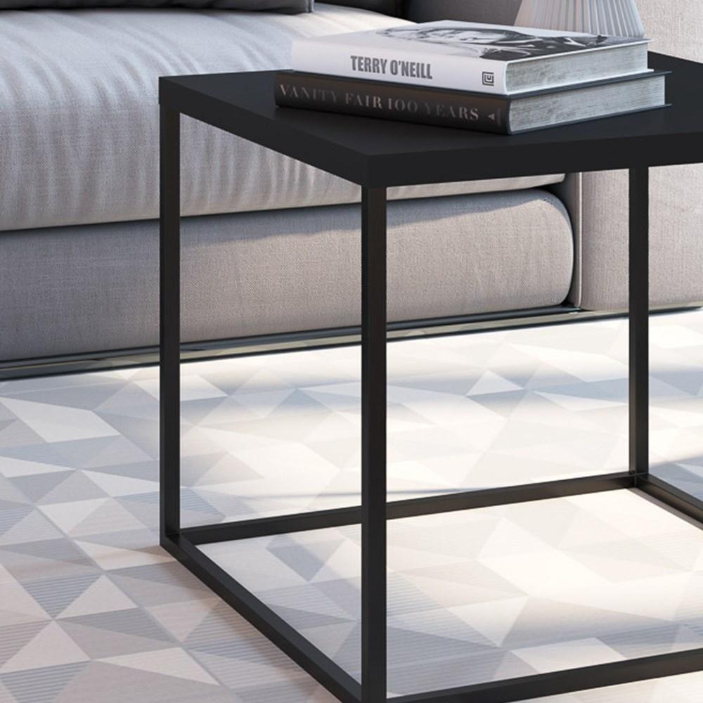 Mesa Lateral Industrial Cube Preto Texturizado/preto - 3