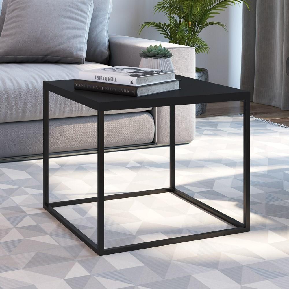 Mesa Lateral Industrial Cube Preto Texturizado/preto - 4