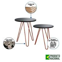 Mesa De Canto Duo Lisboa Ferro Cobre Tampo Preto - 9