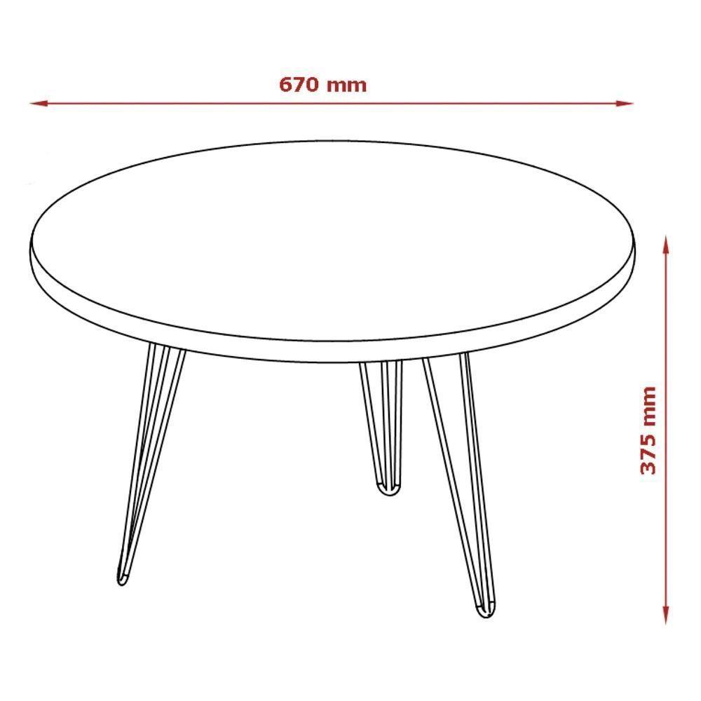 Mesa De Centro Redonda Base Aço Evolution Off White - 2