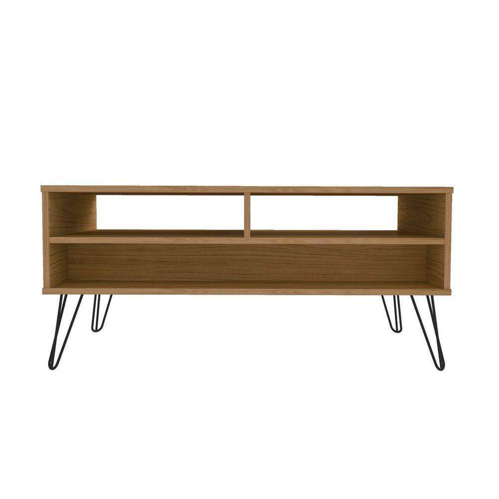 Mesa Centro Carvalho/grafite/Branco 2 Gaveta 2 Nichos - 3