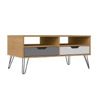 Mesa Centro Carvalho/grafite/Branco 2 Gaveta 2 Nichos - 7