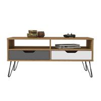 Mesa Centro Carvalho/grafite/Branco 2 Gaveta 2 Nichos - 8