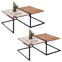 Kit 02 Mesas De Centro Industrial Com Espelho Aurora - Ssx Multicoisas - 1