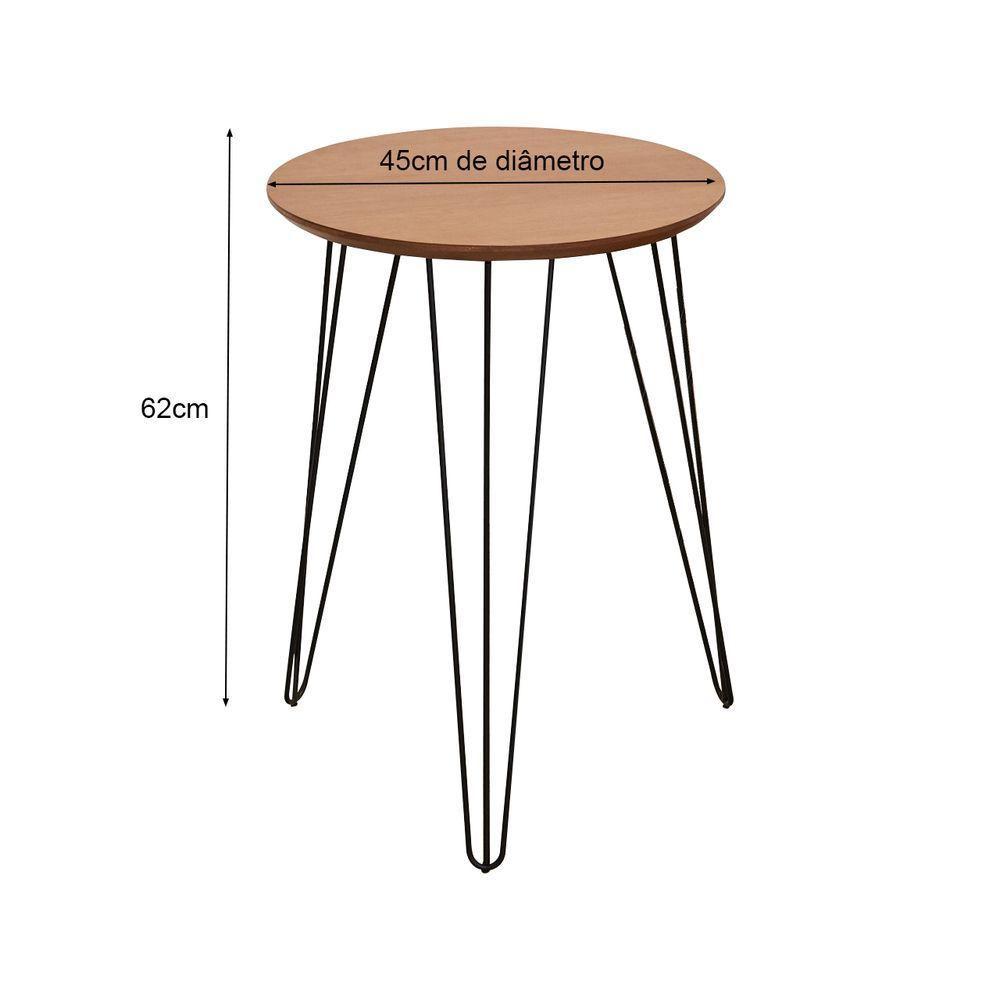 Mesa Lateral De Canto Redonda Industrial Pé De Ferro - Bege - 2