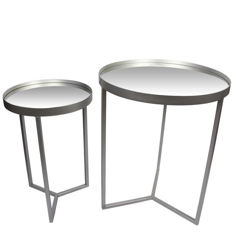 Conjunto Mesa De Apoio E Lateral Espelhada Prata - D'rossi - 1