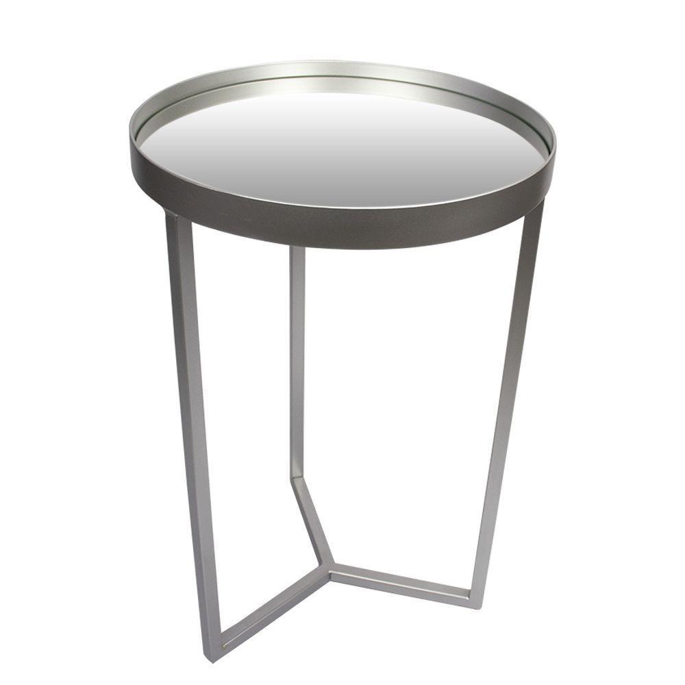 Conjunto Mesa De Apoio E Lateral Espelhada Prata - D'rossi - 5
