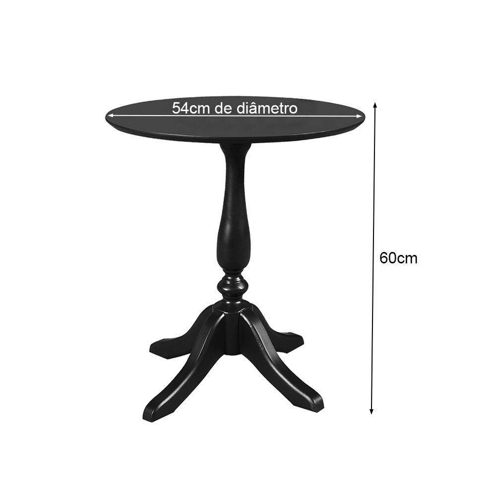 Mesa Lateral Rústica Pé Torneado S/Borda - Preta - Preto - 2