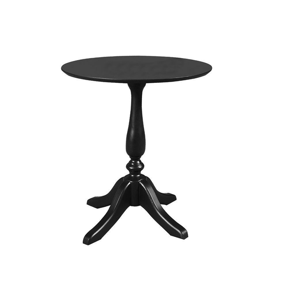 Mesa Lateral Rústica Pé Torneado S/Borda - Preta - Preto - 3