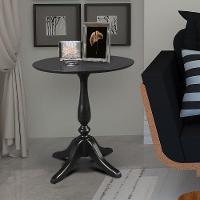 Mesa Lateral Rústica Pé Torneado S/Borda - Preta - Preto - 1