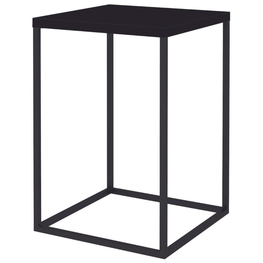 Mesa Lateral Quadrada Cube Artesano 40 Cm (largura) Em Mdp Estrutura Preta Em Aço Preto Fosco - 1