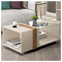 Mesa De Centro Quadrada Com Rodízios E Vidro Núbia Caemmun - 2