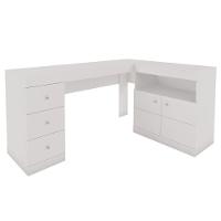 Mesa De Canto Em L Escritório Computador Job Branco Caemmun - 1