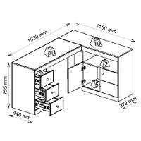 Mesa De Canto Em L Escritório Computador Job Branco Caemmun - 2