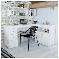 Mesa De Canto Em L Escritório Computador Job Branco Caemmun - 7