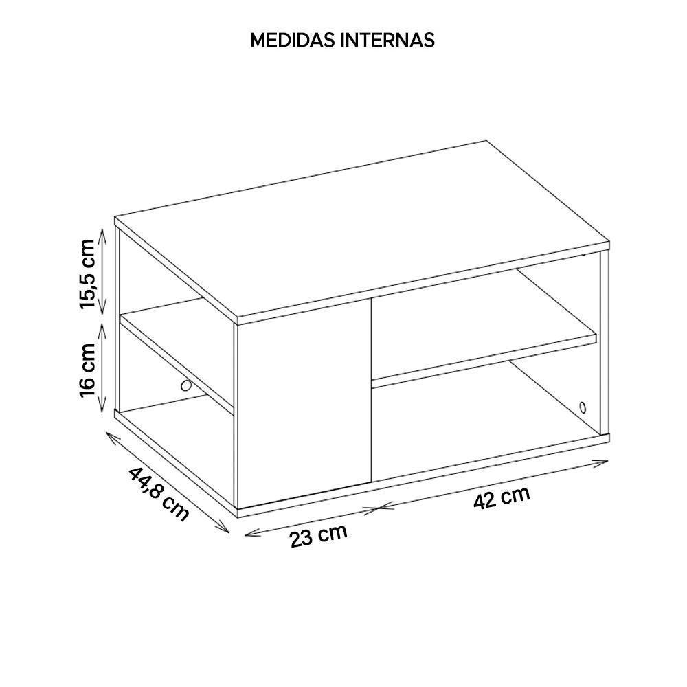 Mesa De Centro Retangular Com Divisória Opala Branco Caemmun - 2
