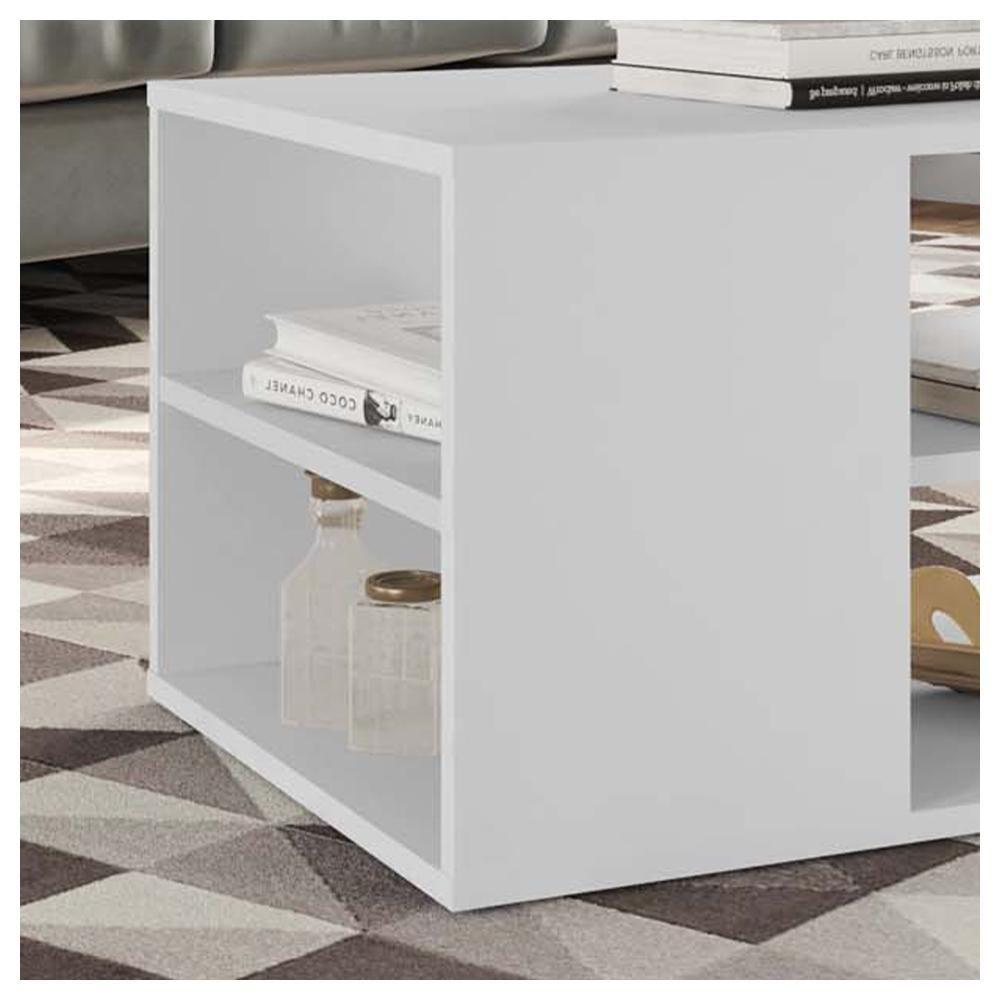 Mesa De Centro Retangular Com Divisória Opala Branco Caemmun - 5
