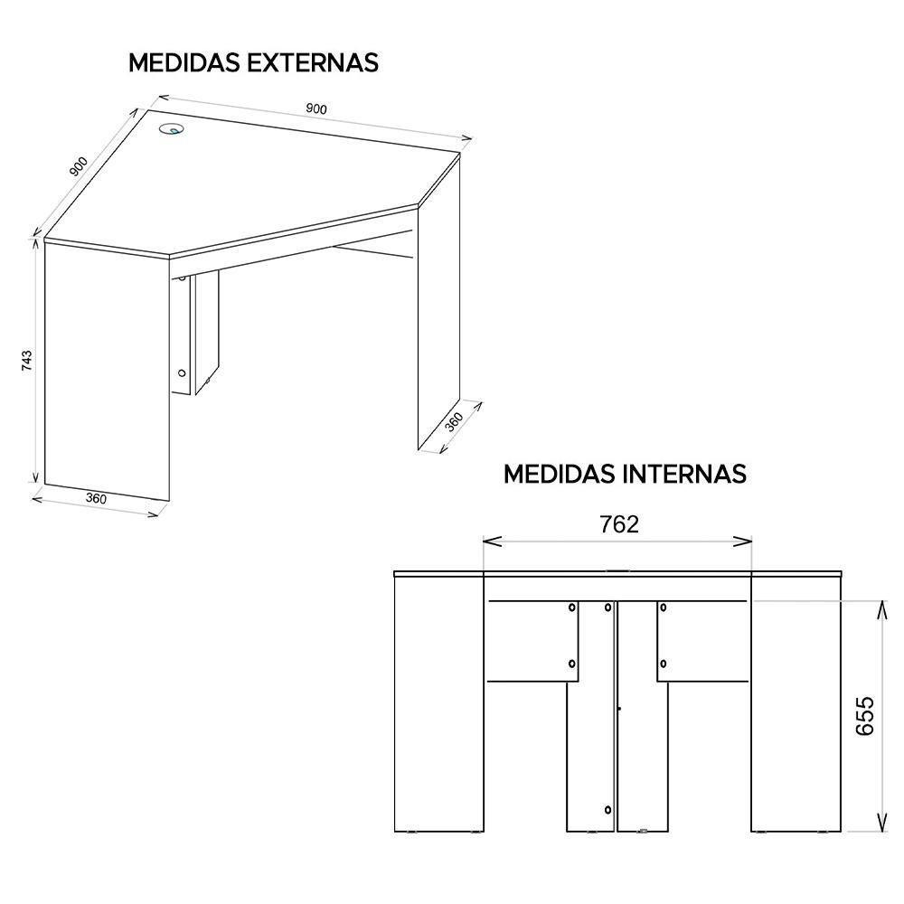 Mesa De Canto Em L Para Escritório Recta Bege Branco Caemmun - 2