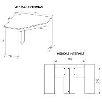 Mesa De Canto Em L Para Escritório Recta Bege Branco Caemmun