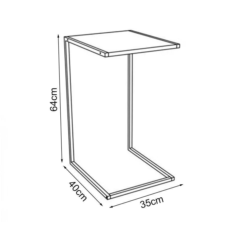 Mesa Lateral Industrial Steel Preta E Imbuia - Cor: Preto - 2
