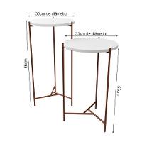 Mesa Lateral Redonda áquila Cobre E Tampo Branco - Cor: Branco