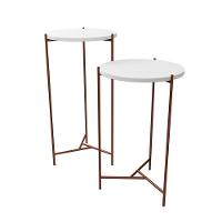 Mesa Lateral Redonda áquila Cobre E Tampo Branco - Cor: Branco - 5