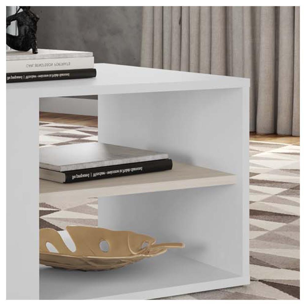 Mesa De Centro Retangular Com Divisória Opala Branco Caemmun - 4