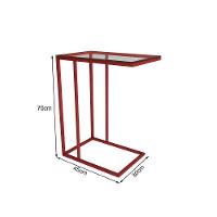 Mesa Lateral Industrial Elena De Vidro Base Ferro Vermelho - Cor: Vermelho - 2