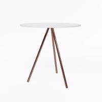 Mesa Lateral Gabriela Tampo Madeira Branco Pés Cobre - Cor: Branco - 3