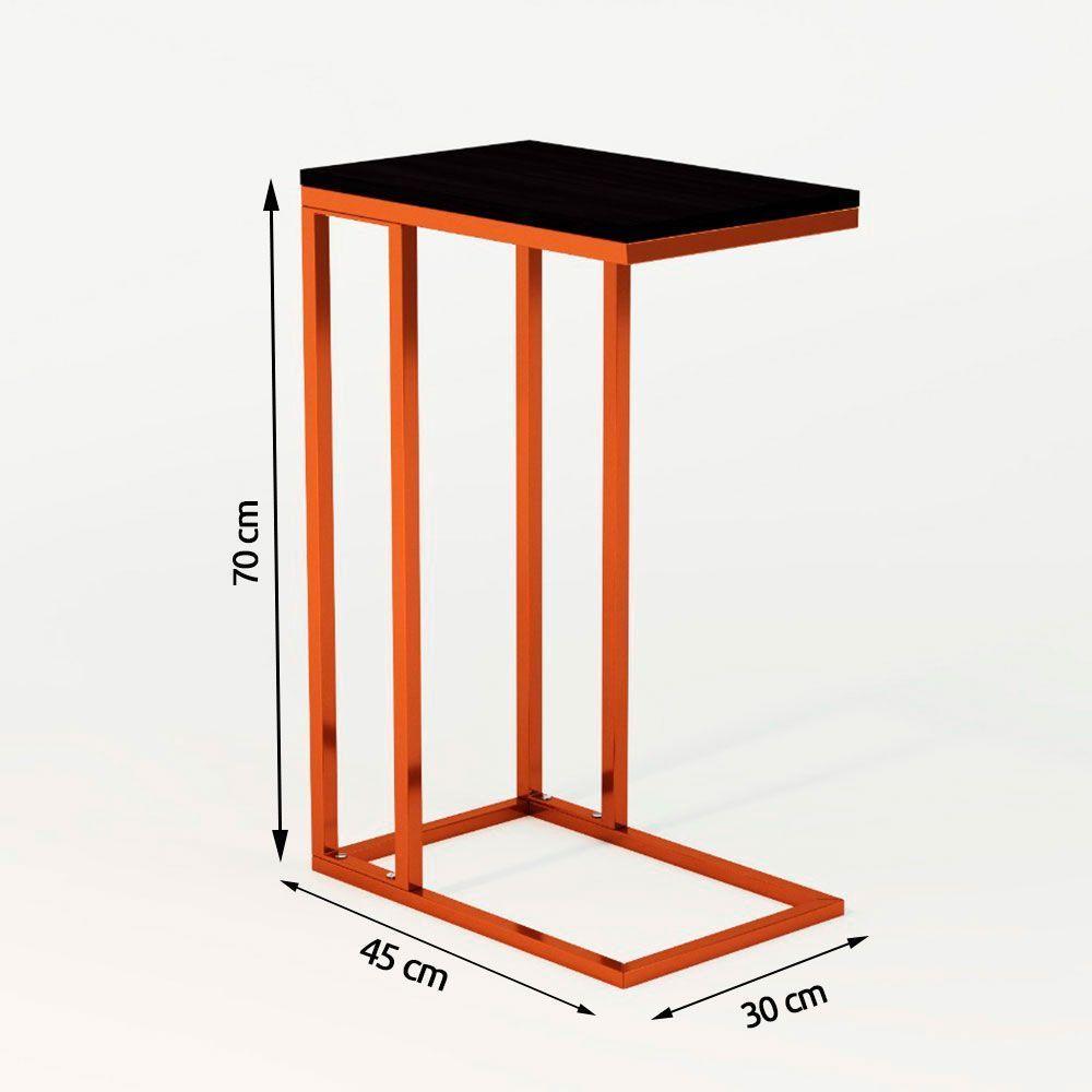Mesa Lateral Encaixe Elena Cobre E Tampo Preto Asturias - Cor: Marrom - 2