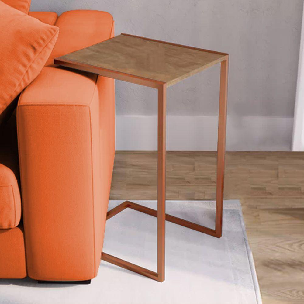 Mesa Lateral Industrial Steel Cobre E Imbuia - Cor: Marrom - 1
