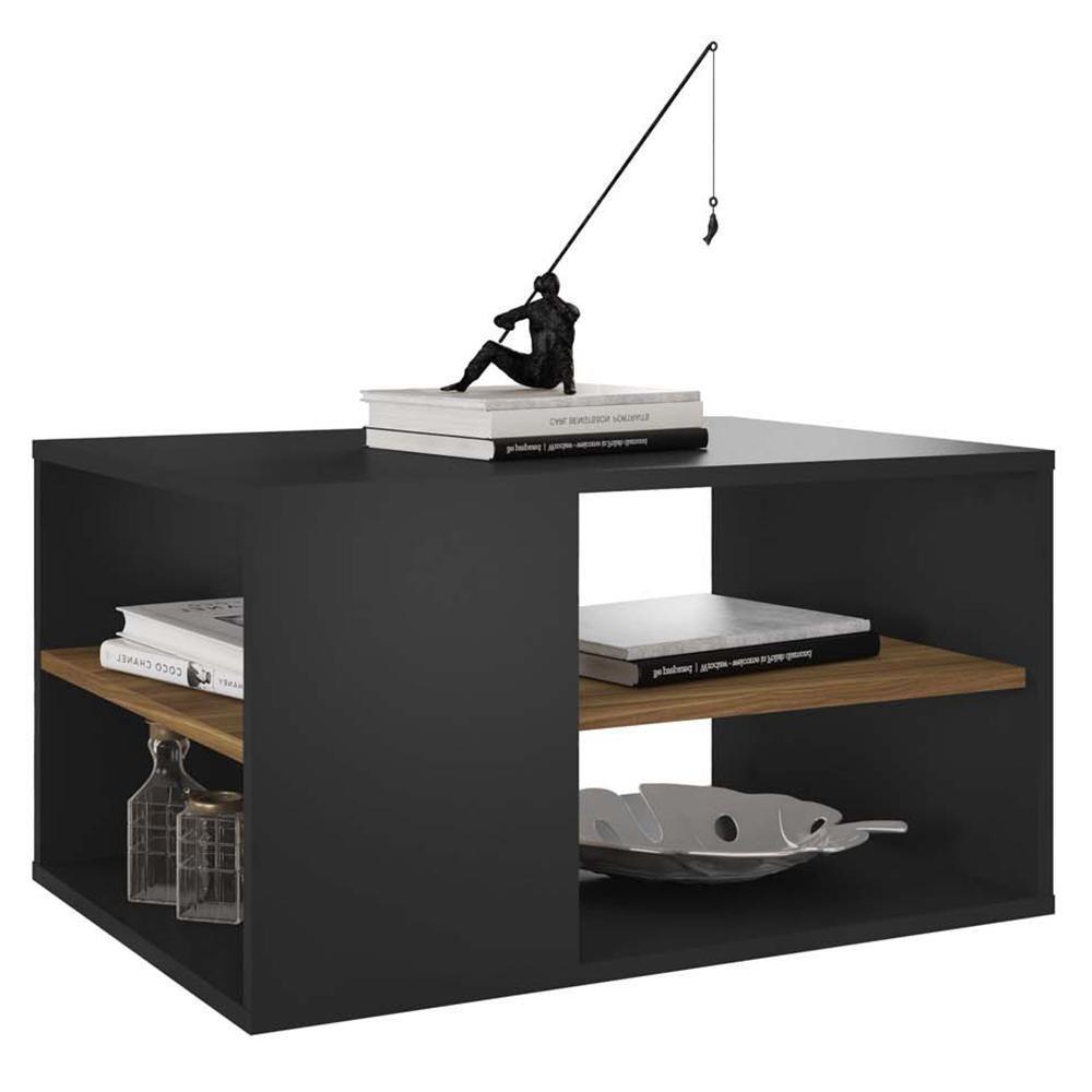 Mesa De Centro Retangular Com Divisória Opala Preto Caemmun - 1