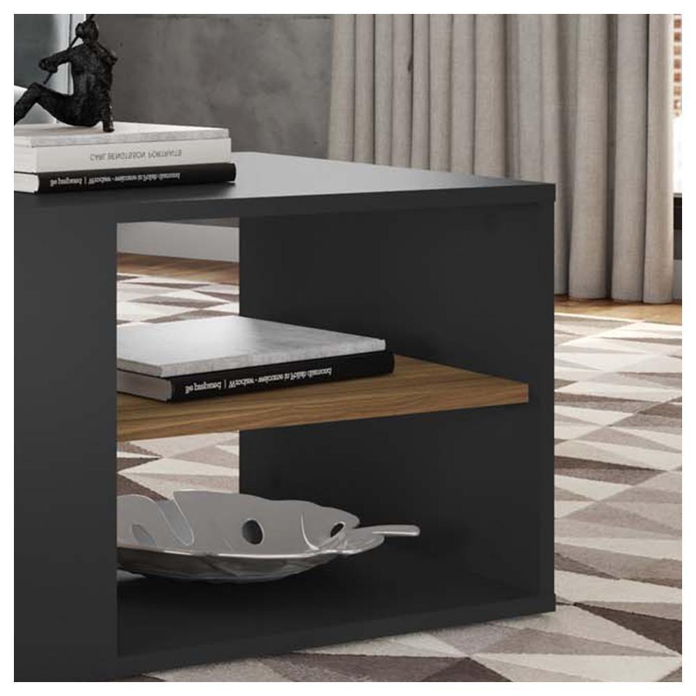 Mesa De Centro Retangular Com Divisória Opala Preto Caemmun - 4