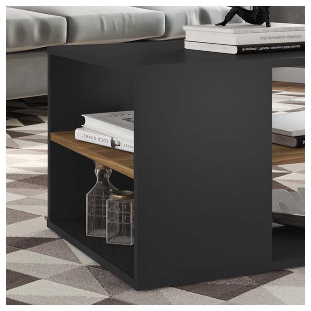 Mesa De Centro Retangular Com Divisória Opala Preto Caemmun - 5