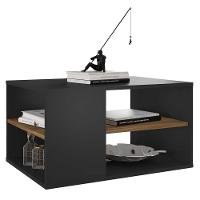 Mesa De Centro Retangular Com Divisória Opala Preto Caemmun - 1