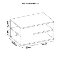 Mesa De Centro Retangular Com Divisória Opala Preto Caemmun