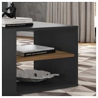 Mesa De Centro Retangular Com Divisória Opala Preto Caemmun - 10