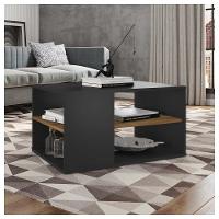 Mesa De Centro Retangular Com Divisória Opala Preto Caemmun - 16